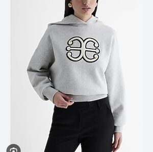 Express Gray Logo E MONOGRAM Fleece Hoodie SMALL Nwt
